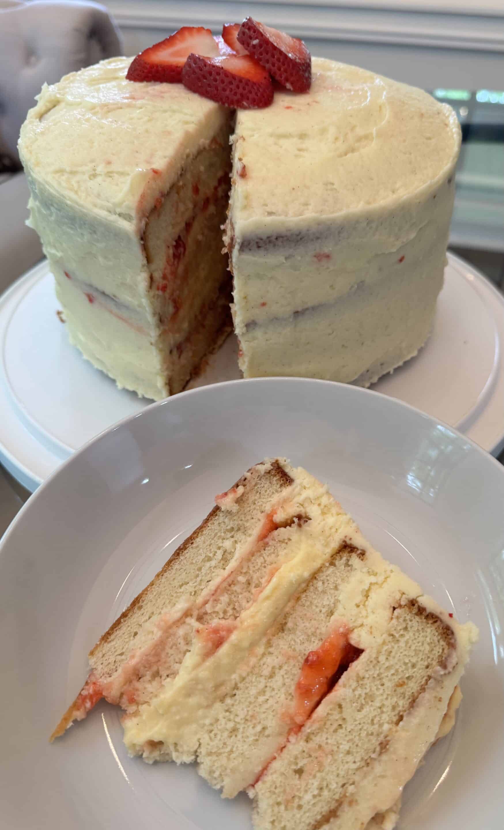 Vanilla Custard Cake with Strawberry Filling