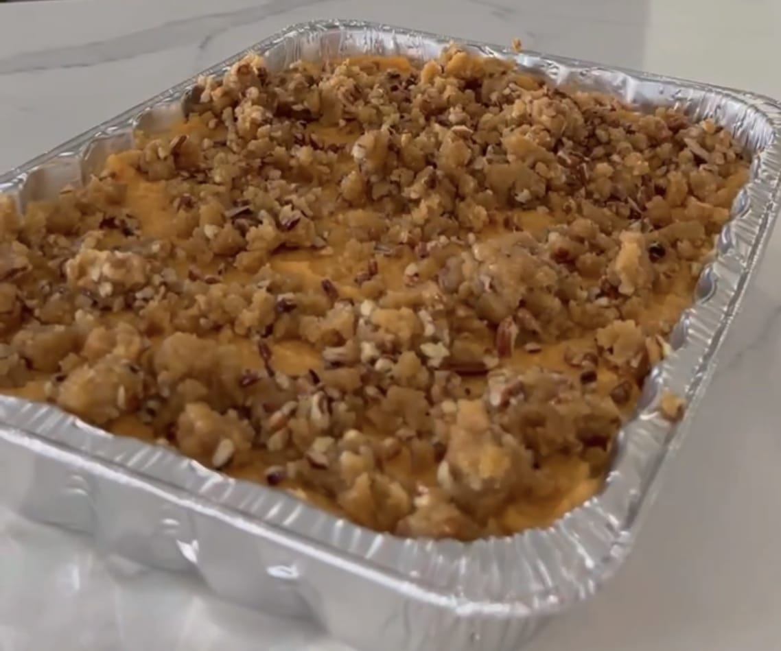 Sweet Potato Casserole with Pecan Streusel Topping